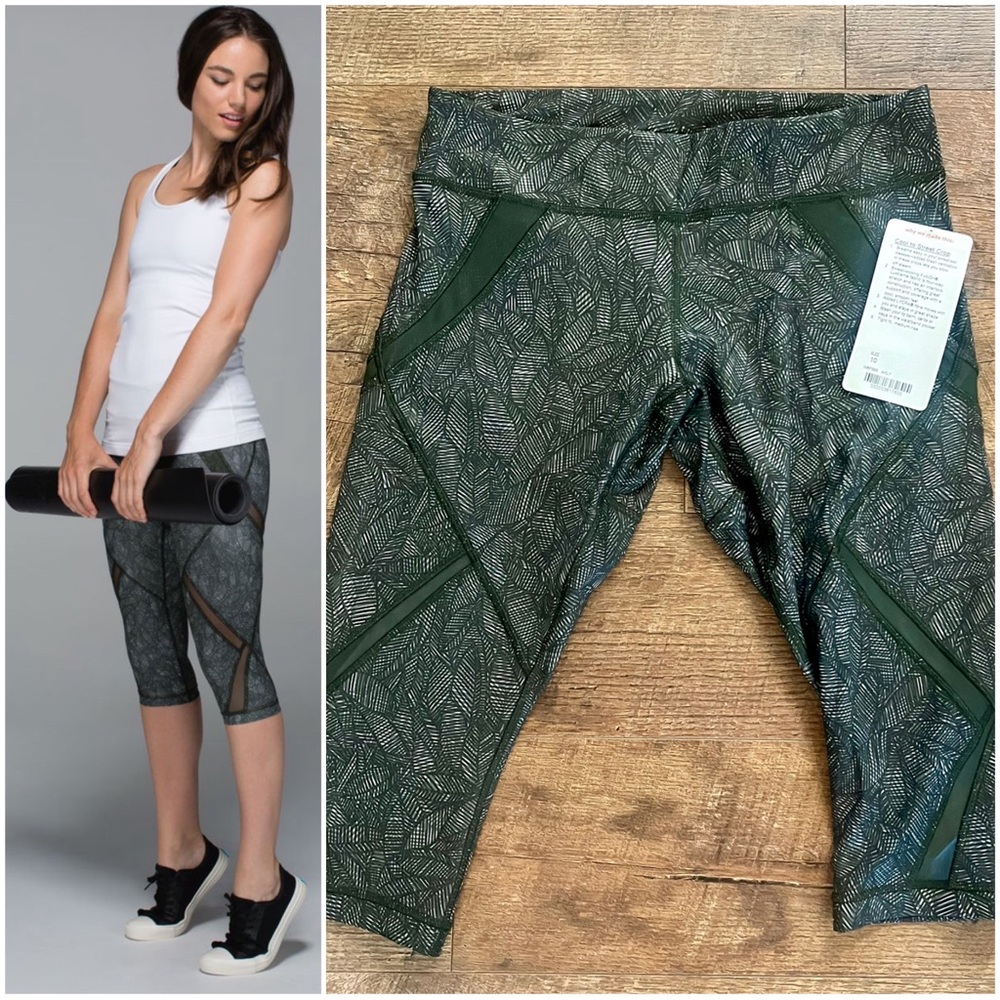 Lululemon NWT Cool to Street Athletic Crops in Jazzy White Gator (Green) Size 10